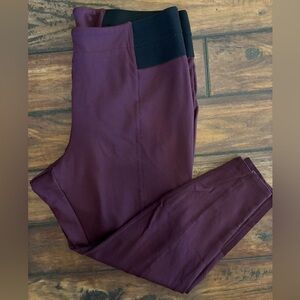 Like New Lane Bryant Maroon Leggings with Black Waistband